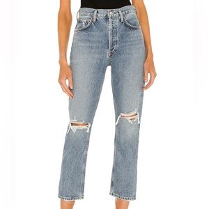 Agolde Riley High Rise Straight Crop Distressed Vintage Wash Escalate Size‎ 26